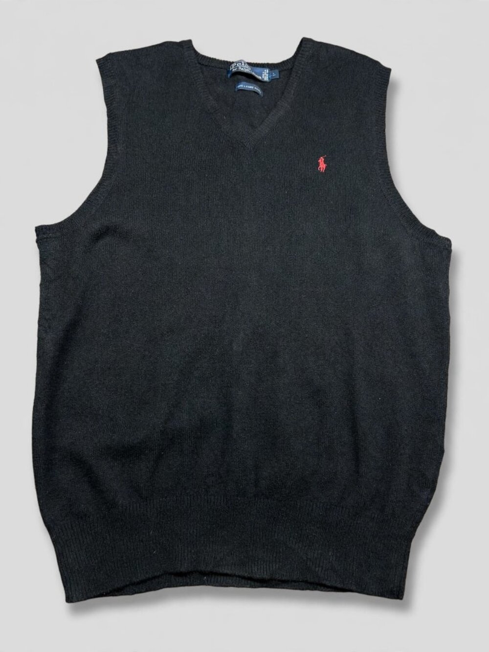 Polo Ralph Lauren Mens Black Lambswool Sweater Vest Size L